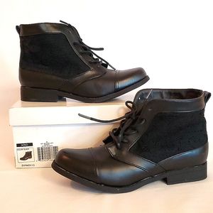 XOXO Bonny black lace leather ankle boots